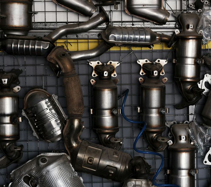Peças automotivas expostas